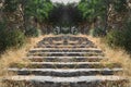 Old stone steps leading into the woods. Royalty Free Stock Photo