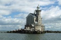 Old Stone Stratford Shoal MIddleground Lighthouse is Beleived to be Haunted Royalty Free Stock Photo