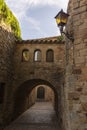 stone street in the medieval town of pals on the costa brava Royalty Free Stock Photo