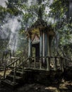 Old stone temple deep in jungle Asia