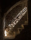 Old stone underground stairway in ancient ottoman fort Royalty Free Stock Photo