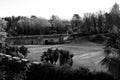 Old Stone Viaduct at a Scottish Castle in Winter Monochrome