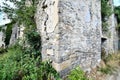 old stone wall with ivy, photo as a background , in janovas fiscal sobrarbe , huesca aragon province