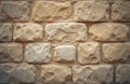 Old stone wall with rough texture and weathered appearance. Natural beige blocks arranged unevenly create a rustic background. Royalty Free Stock Photo