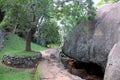 Old stone wall and stairs in the fortress of Sigiriya. Royalty Free Stock Photo