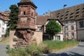 old stone watch tower at the civil hospital in strasbourg in alsace (france)