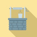 Old stone water well icon, flat style Royalty Free Stock Photo