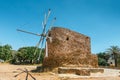 Old stone windmill near the monastery Toplou