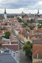 Old stoned streets, houses and red roofs of old Tallinn in the summer day. Royalty Free Stock Photo