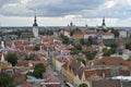 Old stoned streets, houses and red roofs of old Tallinn in the summer day. Royalty Free Stock Photo