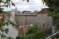 Old stoned streets, houses and red roofs of old Tallinn in the summer day. Royalty Free Stock Photo