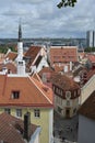 Old stoned streets, houses and red roofs of old Tallinn in the summer day. Royalty Free Stock Photo