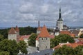 Old stoned streets, houses and red roofs of old Tallinn in the summer day. Royalty Free Stock Photo