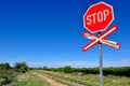 Old stop railway crossing sign Royalty Free Stock Photo
