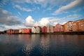 Old storehouses along Nidelva river side, Trondheim Royalty Free Stock Photo