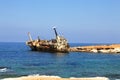 Old stranded ship. Paphos. Cyprus Royalty Free Stock Photo