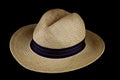 Old Straw Hat on Black Background Royalty Free Stock Photo