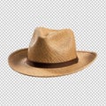 Old straw hat isolated on transparent background Royalty Free Stock Photo