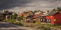 Old street architecture of mining town Roros in Norway Royalty Free Stock Photo