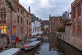 Old street of Bruges with traditional medieval houses