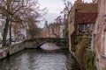 Old street of Bruges with traditional medieval houses