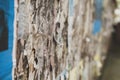 Old street bulletin board with remains of paper Royalty Free Stock Photo