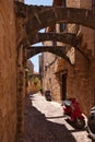 Old Street with buttresses Old Town, Rhodes Royalty Free Stock Photo