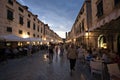 Old street and cafes at night in Dubrovnik Royalty Free Stock Photo