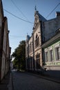 Old street in the center of the city of Vyborg. Russia