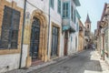 An old street in Cypress shwing doors and crumbling architecture doors and windows Royalty Free Stock Photo