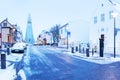 Old street of downtown Reykjavik at twilight. Royalty Free Stock Photo