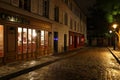 The old street of the European city with a road of pavement.