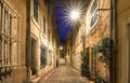 The old street in the historic quarter Panier of Marseille in South France at night