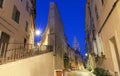 The old street in the historic quarter Panier of Marseille in South France at night Royalty Free Stock Photo