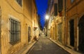 The old street in the historic quarter Panier of Marseille in South France at night Royalty Free Stock Photo