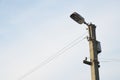 Old Lamp at Top Cconcrete Electric Pole Sky Royalty Free Stock Photo