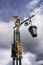 Street lamp with a beautiful golden scenery