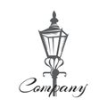 Old street lamp logo. Vector illustration. Royalty Free Stock Photo