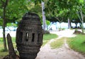 Old street lamp made of wood