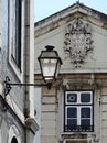 old street lantern in front an historical building, Lisbon, Portugal