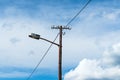 Old street light lamp and electricity pole Royalty Free Stock Photo