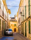 Old street with mediterranean houses in Felanitx on Mallorca, Spain Royalty Free Stock Photo