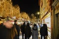 Old street at night in winter, Colmar, France. European, ancient. Royalty Free Stock Photo