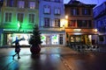 Old street at night in winter, Colmar, France. Royalty Free Stock Photo