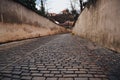 Old street with original paving from Prague Castle on the Lesser Town Square.