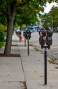 Close up of the parking meters. Royalty Free Stock Photo