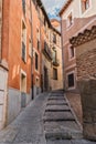 Old street of the quarter of the Jewry houses, Segovia, Spain Royalty Free Stock Photo