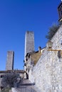 Old street in San Gimignano, Tuscany, Italy. San Gimignano is typical Tuscan medieval town in Italy Royalty Free Stock Photo