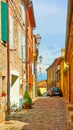 Old street in Santarcangelo di Romagna town Royalty Free Stock Photo