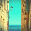 Old street by the sea in Ortygia Royalty Free Stock Photo